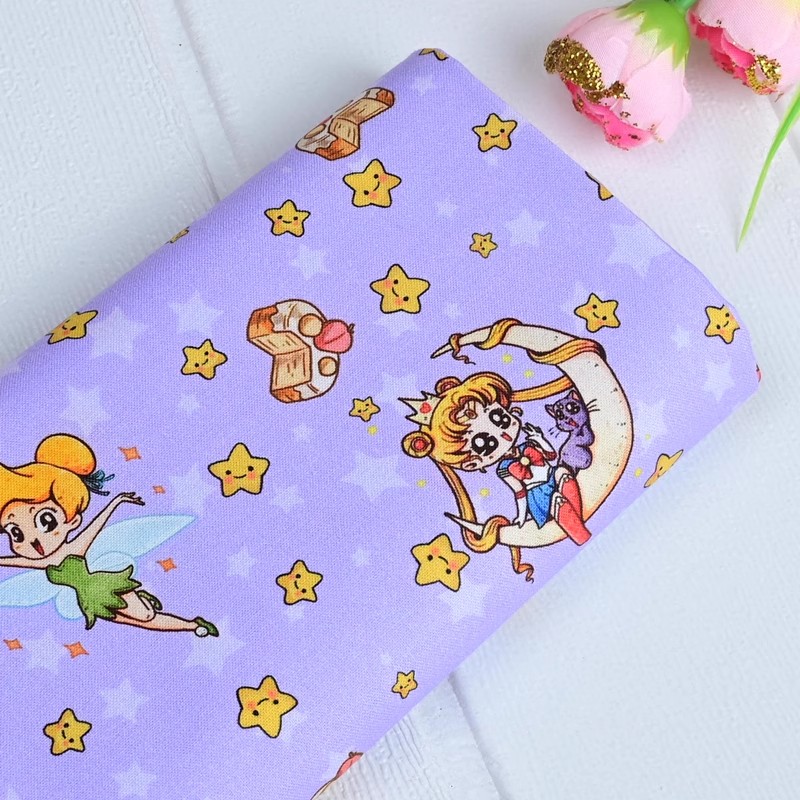 Textile For Sewing - Sailor Moon Stars Cartoon Girls 100