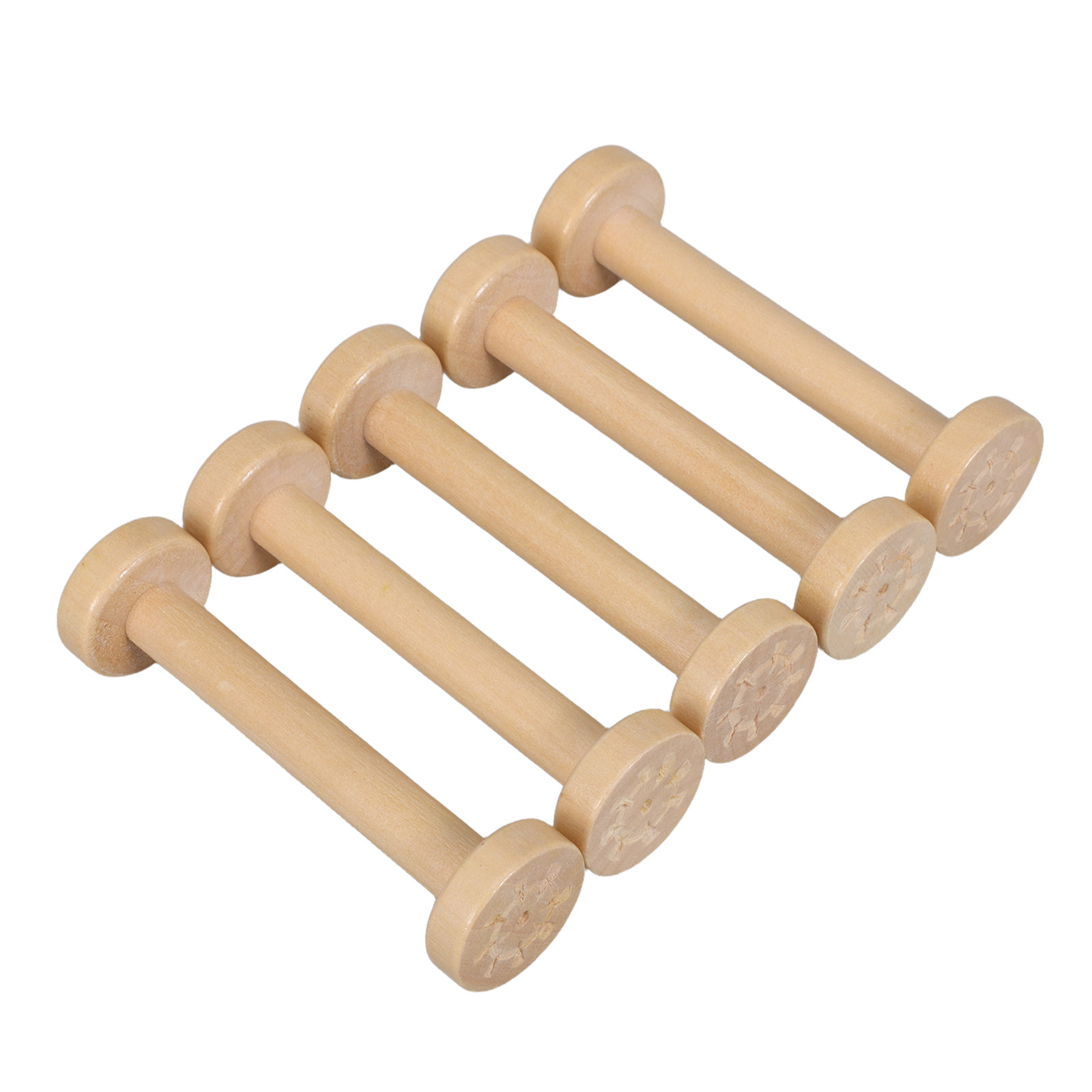 Textile For Sewing - 5Pcs Wooden Spools Natural Vintage Textile