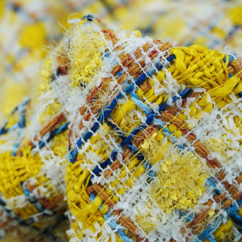 Vibrant Style Yellow Multicolo - Sewing Tweed Fabric review and price