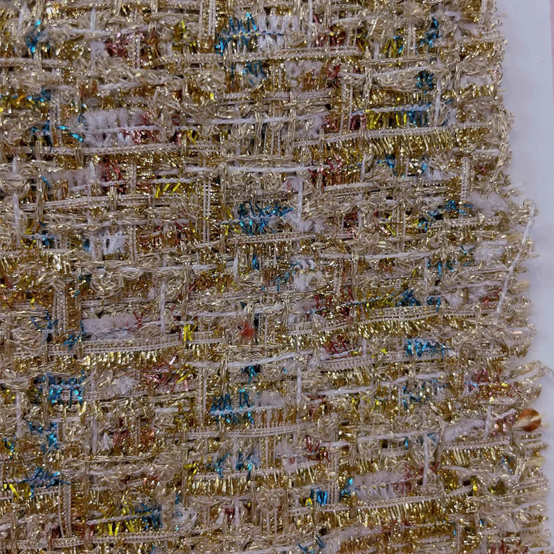 Gold Wire and Sequin Yarn-Dyed - Sewing Tweed Fabric review and price