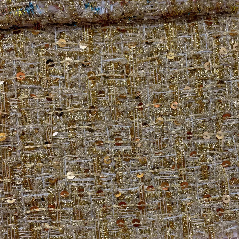 Gold Wire and Sequin Yarn-Dyed - Sewing Tweed Fabric review and price