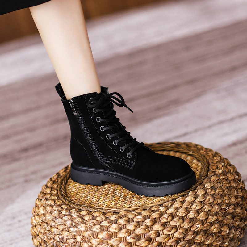 Womens Brown Suede Combat Boot - Sewing Nylon review and price