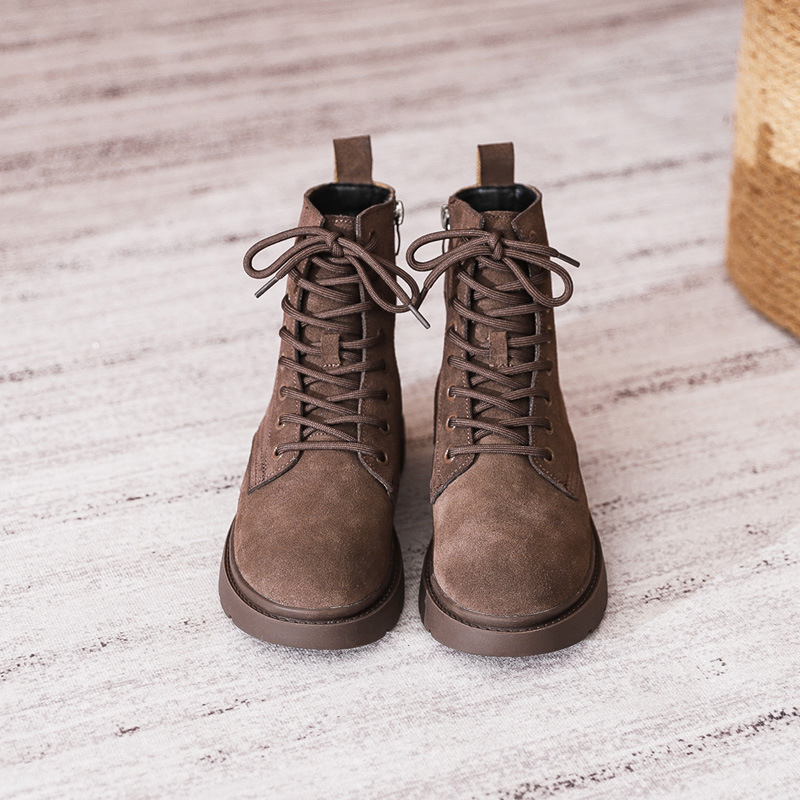 Womens Brown Suede Combat Boot - Sewing Nylon review and price